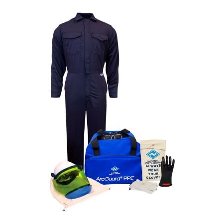 ArcGuard® KIT2CV11LG08 12 Cal/cm2 UltraSoft Arc Flash Kit With FR Coverall, LG, Glove Size 08